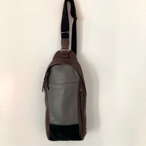 COACH Thompson Sling Backpack leather/suede grey/brown NWOT